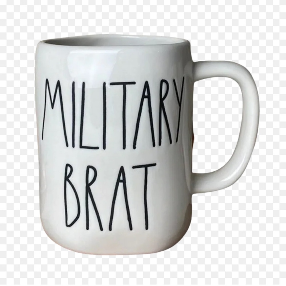 Rae Dunn White Mug - Military Brat Design